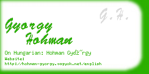 gyorgy hohman business card